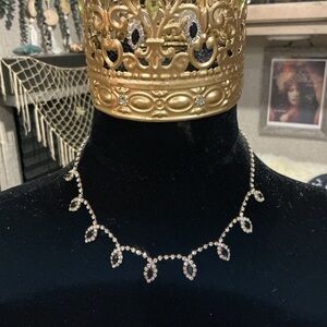 Delicate Clear and black Crystal Loop Necklace Set